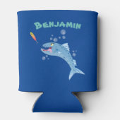 バラクーダ空腹魚釣り漫画イラストレーション 缶クーラー (裏面)