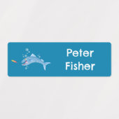 バラクーダ魚魚釣り漫画パーソナライズされた ラベル (デザイン2)