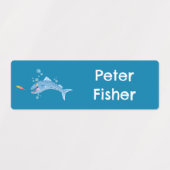 バラクーダ魚魚釣り漫画パーソナライズされた ラベル (デザイン1)