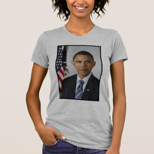 バラク小浜大統領のポートレート Tシャツ (正面)