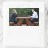 バラク・オバマ大統領とヒラリー・クリントン 長方形シール (バッグ)