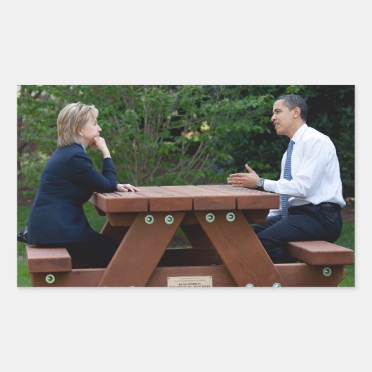 バラク・オバマ大統領とヒラリー・クリントン 長方形シール (正面)
