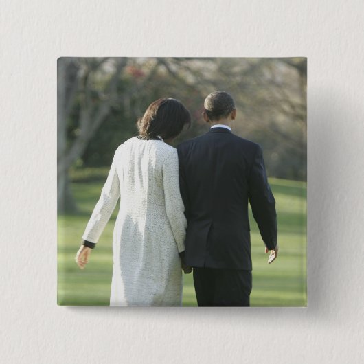 バラク・オバマ大統領とファーストレディのミシェル 缶バッジ (正面)