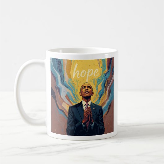 バラク・オバマ大統領と希望のメッセージ コーヒーマグカップ (左)