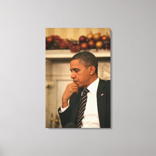 バラク・オバマ大統領は出会う時に振り返る キャンバスプリント (正面)