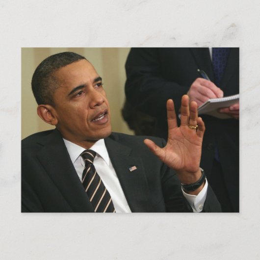 バラク・オバマ大統領は報道陣に向けて話し掛ける ポストカード (正面)
