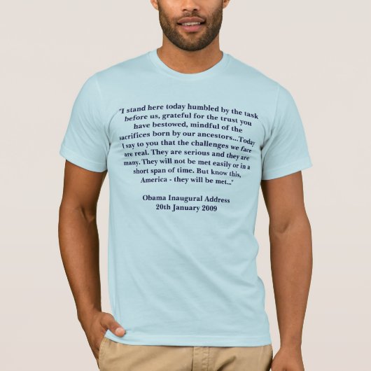 バラク・オバマ氏の2009年就任演説 Tシャツ (正面)
