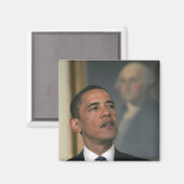 バラク・オバマ氏は、指名する意図を発表する マグネット (正面/裏面)