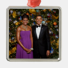 バラク・オバマ米大統領のクリスマスカード メタルオーナメント