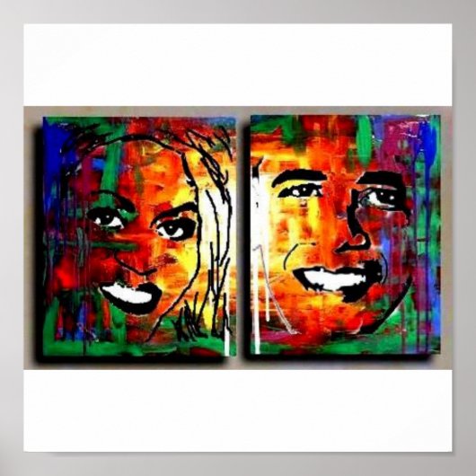 バラク・ミシェル・オバマ黒人大統領夫人 ポスター (正面)