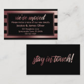 バラグラデーション金ゴールドストライプ「引っ越しました」カード 名刺 (正面/裏面)