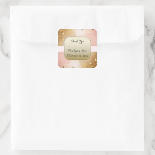 バラグラデーション金ゴールド結婚ズスクエアステッカー スクエアシール (バッグ)