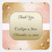 バラグラデーション金ゴールド結婚ズスクエアステッカー スクエアシール (正面)