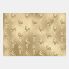 バラグラム金ゴールドグリジースパークルグリッターユニコーン ラッピングペーパーシート