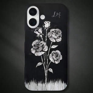 バラグランジ白黒モノグラム名前をカスタムする iPhone 16ケース