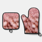 バラグリッガーリージスパークル金ゴールドゼブラグリッター 鍋つかみ&鍋敷きセット (正面)