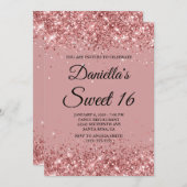 バラグリッターとダスティピンクスウィート16 招待状 (正面/裏面)