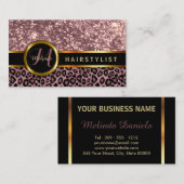 バラグリッターとヒョウ皮 – ヘアスタイリスト 名刺 (正面/裏面)