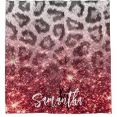 バラグリッターとLeopard Print シャワーカーテン (正面)