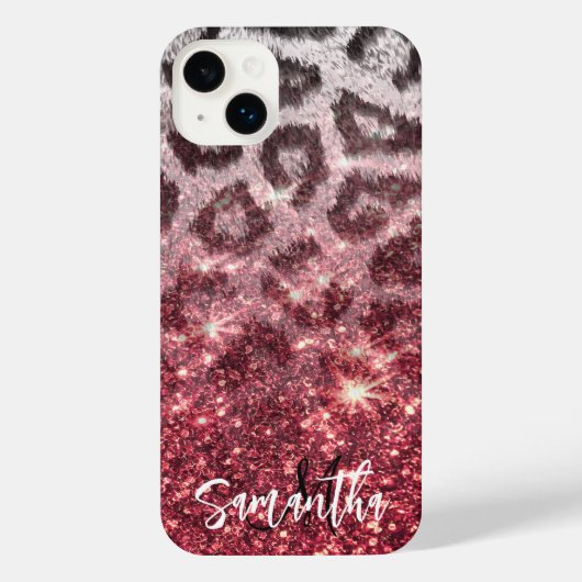 バラグリッターとLeopard Print iPhoneケース (裏面)