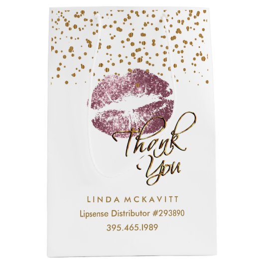 バラグリッターの口紅オンホワイト – ありがとう ミディアムペーパーバッグ (正面)