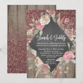 バラグリッターウッドフローラチャルクボードブランチバブリー 招待状 (正面/裏面)