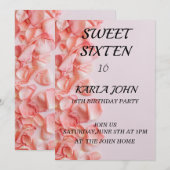 バラグリッターエレガントシックsweet sixteen誕生日 招待状 (正面/裏面)