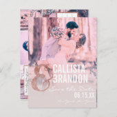 バラグリッターカップル写真コラージュ日付の保存 案内ポストカード (正面/裏面)