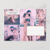 バラグリッターカップル写真コラージュ日付の保存 案内ポストカード (裏面)
