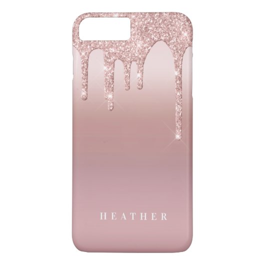 バラグリッターグラデーションピンク赤面名 Case-Mate iPhoneケース (裏面)