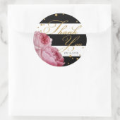 バラグリッターストライプ紙吹雪モダン結婚フローラ ラウンドシール (バッグ)