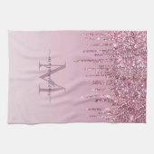 バラグリッタードリップスパーソナライズされたモノグラムと名前 キッチンタオル (横)