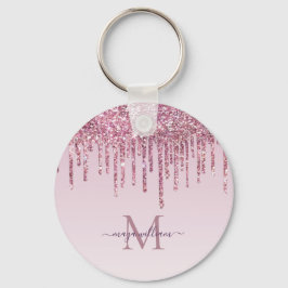 バラグリッタードリップスパーソナライズされたモノグラムと名前 キーホルダー