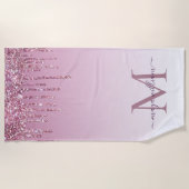 バラグリッタードリップスパーソナライズされたモノグラムと名前 ビーチタオル (正面)