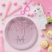 バラグリッタードリップスパーソナライズされたモノグラムと名前 ペーパープレート (パーティー)