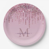 バラグリッタードリップスパーソナライズされたモノグラムと名前 ペーパープレート (正面)