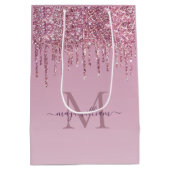 バラグリッタードリップスパーソナライズされたモノグラムと名前 ミディアムペーパーバッグ (裏面)