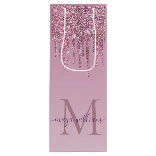 バラグリッタードリップスパーソナライズされたモノグラムと名前 ワインギフトバッグ (正面)