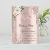 バラグリッタードリップバラ金ゴールド90誕生日 招待状 (スタンド正面)