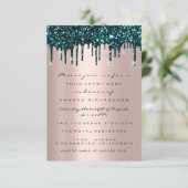 バラグリッタードリプスティール(緑がかった色)ブライダルシャワースウィート16th 招待状 (スタンド正面)