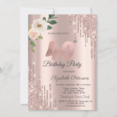 バラグリッタードリプスバラ金ゴールド40th誕生日 招待状 (正面)