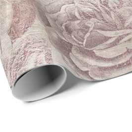 バラグリッターピンクローズ《写真》ぼけ味フローラアイボリー赤面 ラッピングペーパー