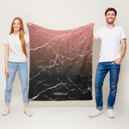 バラグリッターブラックマーブル フリースブランケット