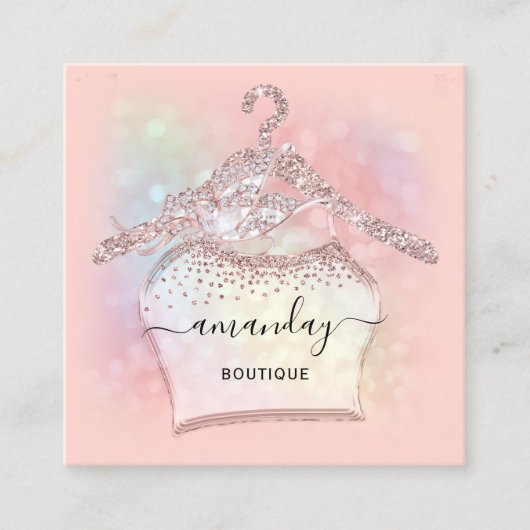 バラグリッターホログラフィック布掛けファッション スクエア名刺 (正面)