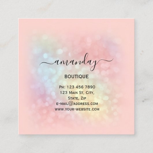 バラグリッターホログラフィック布掛けファッション スクエア名刺 (裏面)