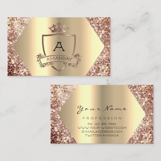 バラグリッターメイクアップヘアドレッサーモノグラムクラウン 名刺 (正面/裏面)