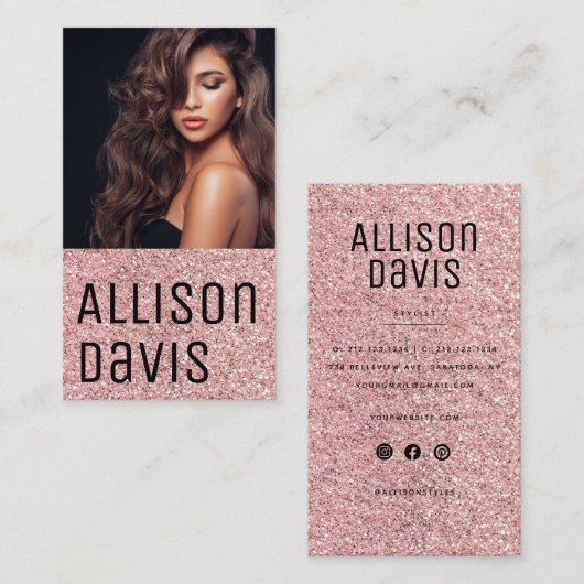 バラグリッターモダンミニマルシンプルリスト 名刺 (正面/裏面)