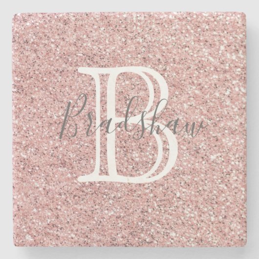 バラグリッターモノグラム名 ストーンコースター (正面)