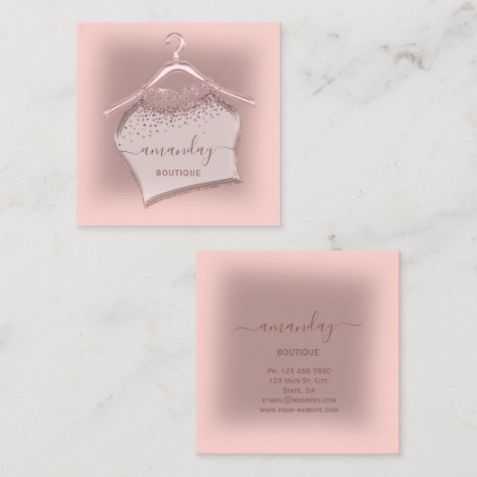 バラグリッター布掛けファッションクローゼットブティック スクエア名刺 (正面/裏面)