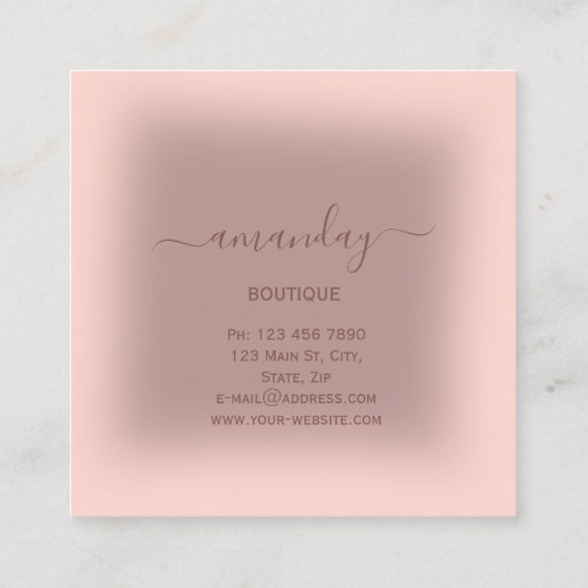 バラグリッター布掛けファッションクローゼットブティック スクエア名刺 (裏面)